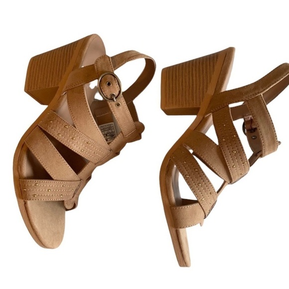 𝅺ROCKET DOG Tan Strappy Block Heels Size 10M NEW - Picture 2 of 9